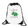 To The Disco (Unicorn Riding Triceratops) Drawstring Bags
