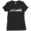 evolution of man' chequered flag classic 912 Ladies Fitted T-Shirt