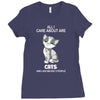 all i care about are cats and like 3 people Ladies Fitted T-Shirt