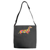 dachshund flower 2 Adjustable Strap Totes