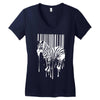 banksy street art zebra bar code Women's V-Neck T-Shirt