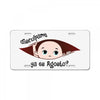 August Peeking Out Baby Boy in Spanish License Plate