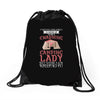 camping lady Drawstring Bags