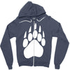 large bear paw print crew neck long sleeve Zipper Hoodie
