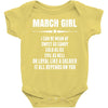 Super March Girl Baby Onesie