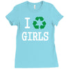 i recycle girls slogan text funny baseball jersey Ladies Fitted T-Shirt