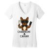 champagne and caviar Women's V-Neck T-Shirt
