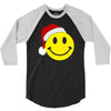 smiley face wears santa hat merry christmas 3/4 Sleeve Shirt