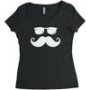 hipster glasses and moustache Women's Triblend Scoop T-shirt