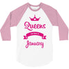 queens are born in january 3/4 Sleeve Shirt