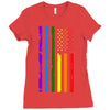 rainbow american flag Ladies Fitted T-Shirt