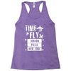TIME TO FLY TO LONDON PARIS NEW YORK Racerback Tank