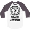 Never Underestimate Old Man Who Was Born January 3/4 Sleeve Shirt