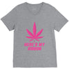Support Breast Cancer Awareness With A Pink Cannabis Leaf V-Neck Tee