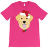 golden retriever dog with red santa's hat T-Shirt