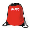 dafuq slogan box logo Drawstring Bags