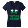 st. patrick's day titties and beer Women's V-Neck T-Shirt