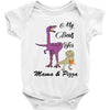 mama &amp; pizza dinasour Baby Bodysuit