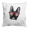 frenchie hipster Throw Pillow