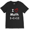 kids boys childrens i love math 1+1=11 funny V-Neck Tee