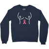 breast with pink ribbon Crewneck Sweatshirt