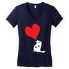 bird love heart animal graph note music party pop art gift Women's V-Neck T-Shirt