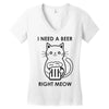 RIGHT MEOW BEER CAT Women's V-Neck T-Shirt