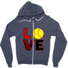 love softball Zipper Hoodie