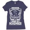 Never Underestimate Dog Rescuer Who Was Born November Ladies Fitted T-Shirt