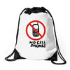 no cell phones Drawstring Bags
