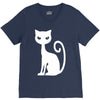 white cat funny V-Neck Tee