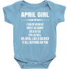Super April Girl Baby Onesie