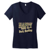 happy when duck hunting Women's V-Neck T-Shirt