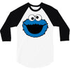 Cookie Monster Face 3/4 Sleeve Shirt