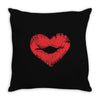 lip print heart Throw Pillow