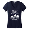 chill hungry wolf Women's V-Neck T-Shirt