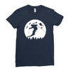 skiier moon moonlight silhouett Ladies Fitted T-Shirt
