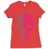 two coloured patterned skull   mens funny Ladies Fitted T-Shirt