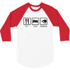 eat sleep snowboard mens black snowboarding t shirt wow 3/4 Sleeve Shirt