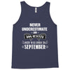 never underestimate an old man who was born in september Tank Top