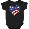 disstressed america flag heart Baby Bodysuit