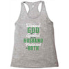 blessed god by spoiled by my husband protected by both Racerback Tank