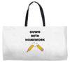 down with homework Weekender Totes