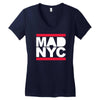 mad nyc new york city run fashion baseball jersey Women's V-Neck T-Shirt