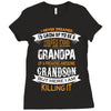 Super Cool Grandpa Of A Freaking Awesome Grandson Ladies Fitted T-Shirt