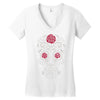 rose sugar skull Women's V-Neck T-Shirt