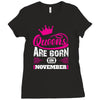 Queens Are Born in November Ladies Fitted T-Shirt