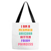 i am a mermaid unicorn kitten fairy princess Tote Bags