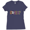 soccer neon rhinestud Ladies Fitted T-Shirt