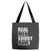 real men shoot raw Tote Bags